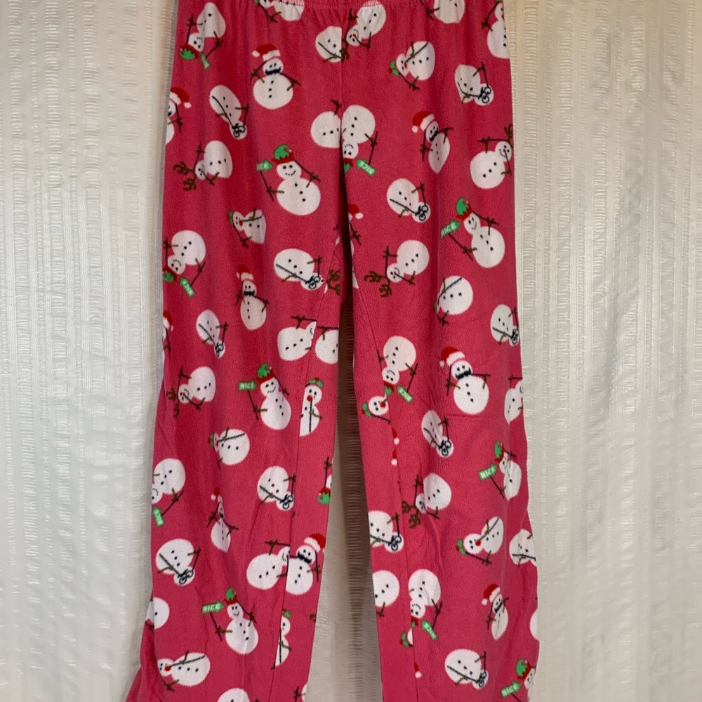 Flirtitude Festive Pink Snowman Pajama Bottoms